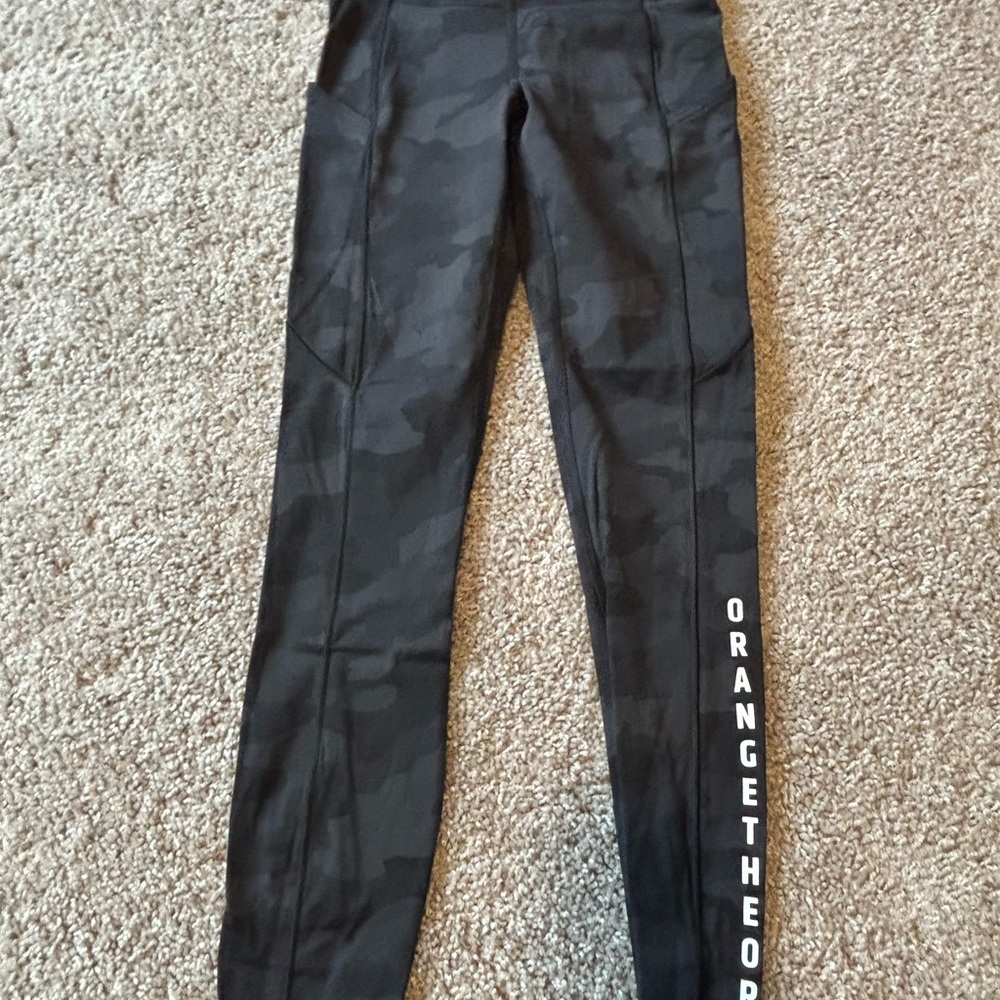 Lululemon Orangetheory Fitness Fast & Free Black Camouflage Leggings